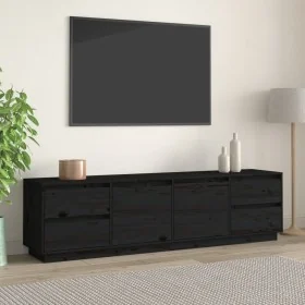 Mueble de TV madera maciza de pino negro 176x37x47,5 cm de , Muebles TV - Ref: Foro24-814323, Precio: 249,67 €, Descuento: %