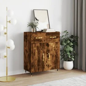 Aparador de madera de ingeniería roble ahumado 69,5x34x90 cm by , Sideboards - Ref: Foro24-827961, Price: 82,87 €, Discount: %