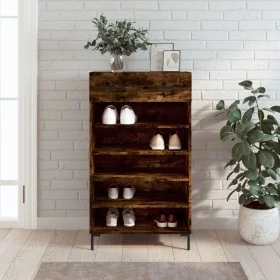 Zapatero madera de ingeniería roble ahumado 60x35x105 cm de , Armarios y almacenamiento - Ref: Foro24-829617, Precio: 76,74 €...