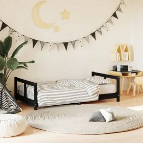 Estructura de cama para niños madera de pino negro 80x160 cm de , Cunas y camas para niños - Ref: Foro24-834431, Precio: 93,2...