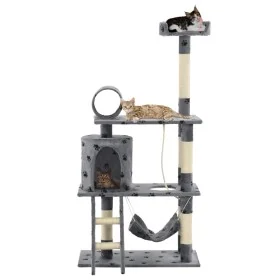 Rascador para gatos con poste de sisal 140 cm huellas gris de , Mobiliario para gatos - Ref: Foro24-170584, Precio: 94,48 €, ...