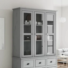 Armario con puertas de vidrio BODO madera maciza pino gris by , Sideboards - Ref: Foro24-355079, Price: 283,16 €, Discount: %