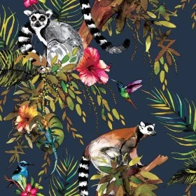 DUTCH WALLCOVERINGS Papel pintado lémur azul petróleo de , Papel pintado - Ref: Foro24-426213, Precio: 27,96 €, Descuento: %