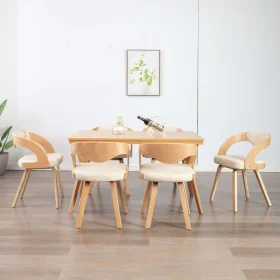 Sillas de comedor 6 uds madera curvada y cuero sintético crema de , Sillas de comedor - Ref: Foro24-278845, Precio: 1,00 €, D...
