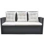 Set comedor de jardín 6 piezas y cojines ratán sintético negro de vidaXL, Conjuntos de jardín - Ref: Foro24-42643, Precio: 69...