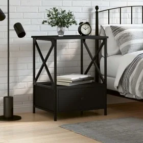 Mesita de noche madera de ingeniería negra 50x41x65 cm by , Nightstands - Ref: Foro24-826083, Price: 54,61 €, Discount: %