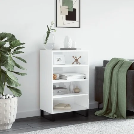 Aparador alto madera de ingeniería blanco brillante 57x35x90 cm de , Aparadores - Ref: Foro24-827238, Precio: 54,86 €, Descue...