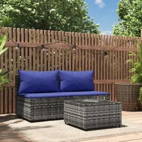 Set de muebles de jardín 3 pzas y cojines ratán sintético gris by , Outdoor sofas - Ref: Foro24-319851, Price: 171,00 €, Disc...
