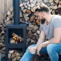 Esschert Design Chimenea exterior con sitio para leña negro FF410 de , Chimeneas - Ref: Foro24-421283, Precio: 153,65 €, Desc...