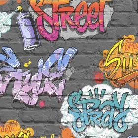 DUTCH WALLCOVERINGS Papel de pared diseño graffiti multicolor L179-01 de , Papel pintado - Ref: Foro24-422372, Precio: 24,36 ...