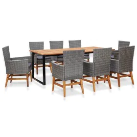 Set comedor jardín 9 pzas ratán sintético y madera acacia gris by , Garden sets - Ref: Foro24-46009, Price: 851,71 €, Discoun...