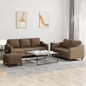 Juego de sofás con cojines 3 piezas tela marrón by , Sofas - Ref: Foro24-3201845, Price: 557,99 €, Discount: %