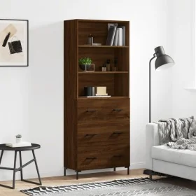Aparador alto madera contrachapada marrón roble 69,5x34x180 cm by , Sideboards - Ref: Foro24-3189388, Price: 156,13 €, Discou...