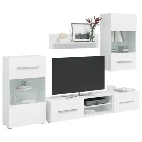 Muebles para TV 5 piezas con iluminación LED blanco mate de , Muebles TV - Ref: Foro24-3324229, Precio: 478,28 €, Descuento: %