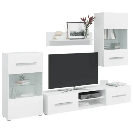 Muebles para TV 5 piezas con iluminación LED blanco mate de , Muebles TV - Ref: Foro24-3324229, Precio: 478,28 €, Descuento: %