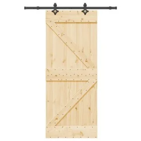 Puerta corredera con herrajes madera maciza de pino 85x210 cm de , Puertas - Ref: Foro24-3332629, Precio: 186,18 €, Descuento: %