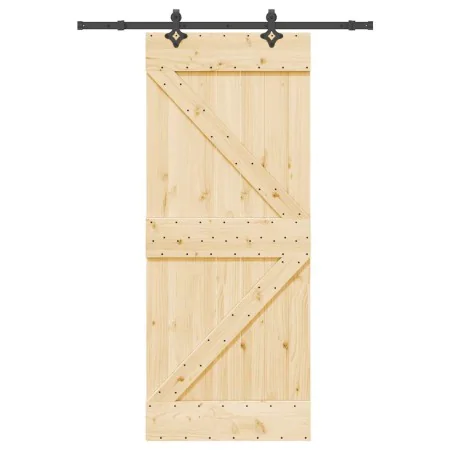 Puerta corredera con herrajes madera maciza de pino 85x210 cm de , Puertas - Ref: Foro24-3332629, Precio: 186,18 €, Descuento: %