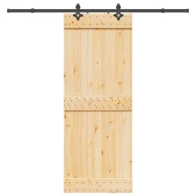 Puerta corredera con herrajes madera maciza de pino 80x210 cm de , Puertas - Ref: Foro24-3332683, Precio: 186,57 €, Descuento: %