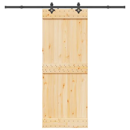 Puerta corredera con herrajes madera maciza de pino 80x210 cm de , Puertas - Ref: Foro24-3332683, Precio: 186,57 €, Descuento: %