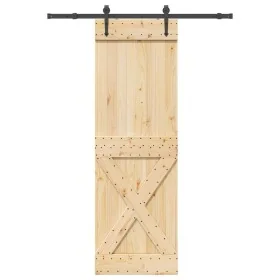 Puerta corredera con herrajes madera maciza de pino 70x210 cm de , Puertas - Ref: Foro24-3332784, Precio: 171,24 €, Descuento: %