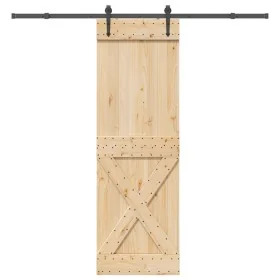Puerta corredera con herrajes madera maciza de pino 70x210 cm de , Puertas - Ref: Foro24-3332790, Precio: 185,49 €, Descuento: %