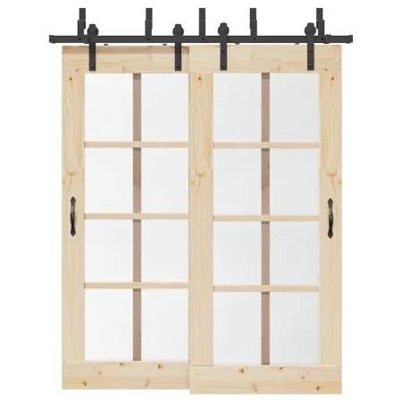 Kit de herrajes para puertas correderas acero negro 183 cm by , Door items - Ref: Foro24-3295721, Price: 115,68 €, Discount: %