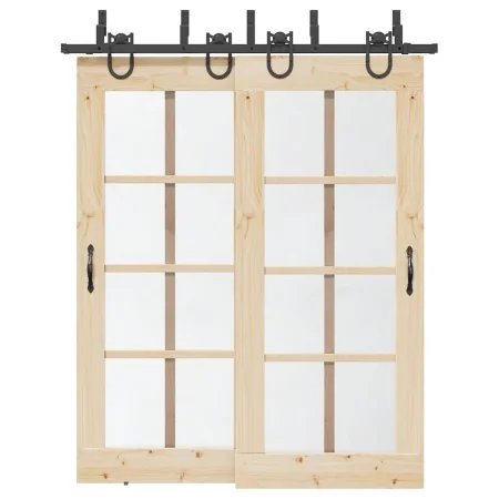 Kit de herrajes para puertas correderas acero negro 183 cm by , Door items - Ref: Foro24-3295737, Price: 100,26 €, Discount: %