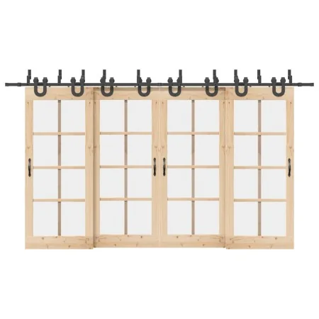 Kit de herrajes para puertas correderas acero negro 400 cm by , Door items - Ref: Foro24-3295754, Price: 239,24 €, Discount: %
