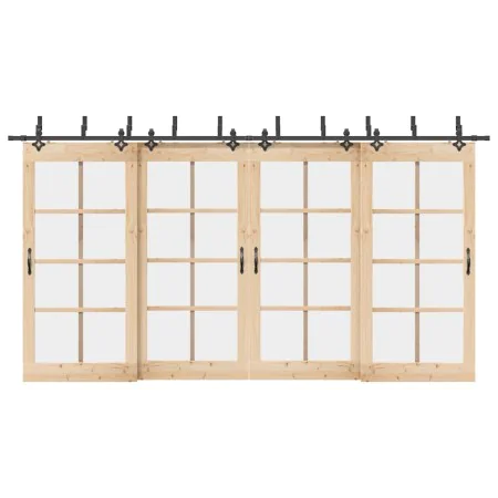 Kit de herrajes para puertas correderas acero negro 427 cm by , Door items - Ref: Foro24-3295756, Price: 311,58 €, Discount: %