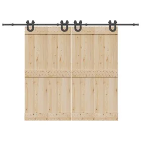 Kit de herrajes para puertas correderas acero negro 366 cm by , Door items - Ref: Foro24-3295789, Price: 100,55 €, Discount: %