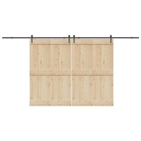 Kit de herrajes para puertas correderas acero negro 427 cm by , Door items - Ref: Foro24-3295782, Price: 161,46 €, Discount: %