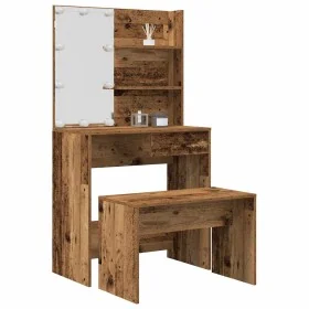 Juego de tocador con LED madera contrachapada madera vieja de , Tocadores para dormitorios - Ref: Foro24-3329183, Precio: 133...