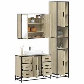 Set de muebles de baño 3 pzas madera contrachapada roble Sonoma de , Muebles de baño - Ref: Foro24-3301081, Precio: 332,44 €,...