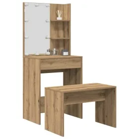 Juego de tocador con LED madera artesanal de roble de , Tocadores para dormitorios - Ref: Foro24-3329188, Precio: 140,59 €, D...