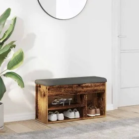 Banco zapatero madera de ingeniería madera vieja 82x32x45,5 cm de , Bancos para recibidores y almacenamiento - Ref: Foro24-85...