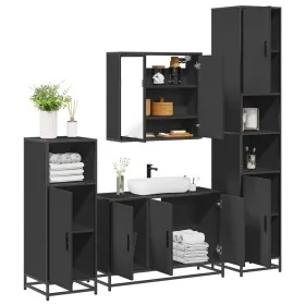 Juego de muebles de baño 4 pzas madera contrachapada negro de , Muebles de baño - Ref: Foro24-3301190, Precio: 442,57 €, Desc...