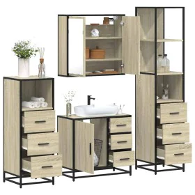 Juego de muebles de baño 4 pzas contrachapada roble sonoma de , Muebles de baño - Ref: Foro24-3301256, Precio: 342,97 €, Desc...
