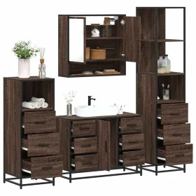 Set de muebles baño 4 pzas madera contrachapada roble marrón de , Muebles de baño - Ref: Foro24-3301294, Precio: 437,11 €, De...