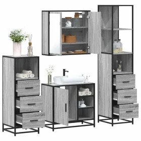 Set de muebles de baño 4 pzas madera contrachapada gris sonoma de , Muebles de baño - Ref: Foro24-3301268, Precio: 351,02 €, ...