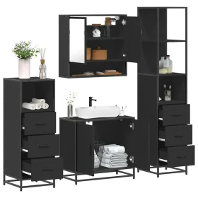 Juego de muebles de baño 4 pzas madera contrachapada negro de , Muebles de baño - Ref: Foro24-3301275, Precio: 337,97 €, Desc...