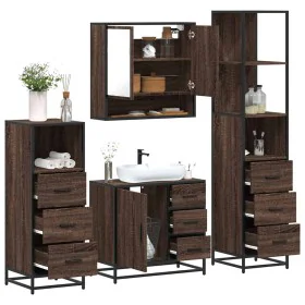 Set de muebles baño 4 pzas madera contrachapada roble marrón de , Muebles de baño - Ref: Foro24-3301289, Precio: 355,35 €, De...