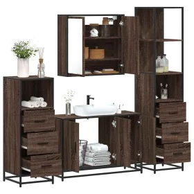 Set de muebles baño 4 pzas madera contrachapada roble marrón de , Muebles de baño - Ref: Foro24-3301254, Precio: 341,76 €, De...