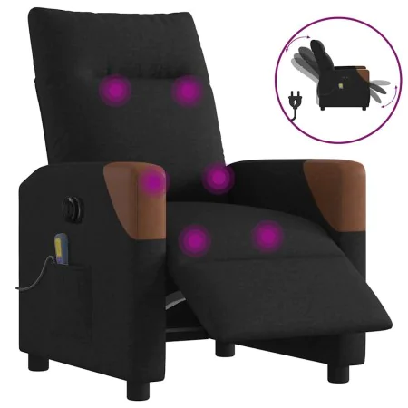 Sillón reclinable de masaje eléctrico tela negro de , Sillones - Ref: Foro24-3324000, Precio: 257,03 €, Descuento: %