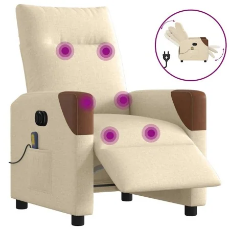 Sillón reclinable de masaje eléctrico tela color crema de , Sillones - Ref: Foro24-3324002, Precio: 240,22 €, Descuento: %