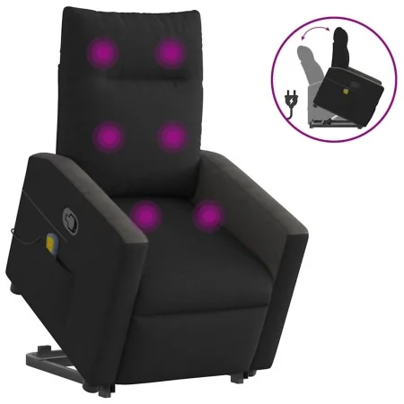 Sillón reclinable de masaje elevable tela negro de , Sillones - Ref: Foro24-3324061, Precio: 289,37 €, Descuento: %