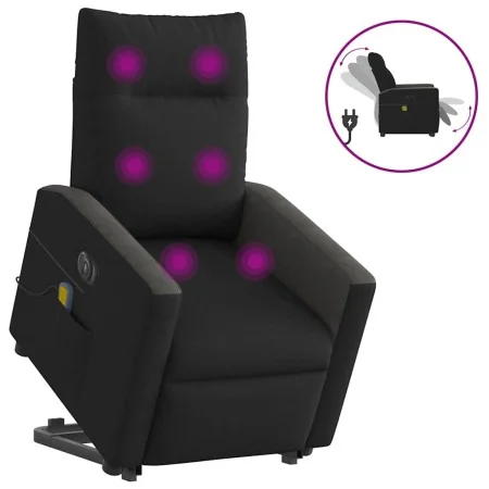 Sillón de masaje eléctrico reclinable elevable tela negro de , Sillones - Ref: Foro24-3324075, Precio: 340,14 €, Descuento: %