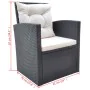 Set comedor de jardín 6 piezas y cojines ratán sintético negro de vidaXL, Conjuntos de jardín - Ref: Foro24-42643, Precio: 69...