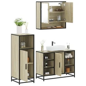 Set de muebles de baño 3 pzas madera contrachapada roble Sonoma de , Muebles de baño - Ref: Foro24-3301001, Precio: 208,81 €,...