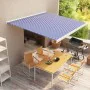 Toldo de carrete manual azul y blanco 350x250 cm de vidaXL, Toldos - Ref: Foro24-3052671, Precio: 789,84 €, Descuento: %