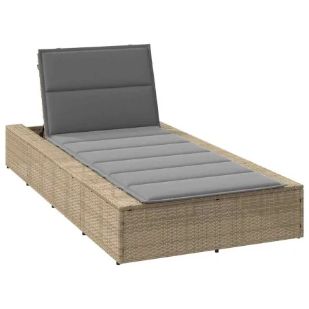 Tumbona con cojín flotante ratán sintético beige de , Tumbonas - Ref: Foro24-4104205, Precio: 246,82 €, Descuento: %